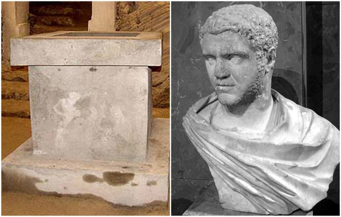 Слева направо: Зал Караккалы. \ Римский император Каракалла.