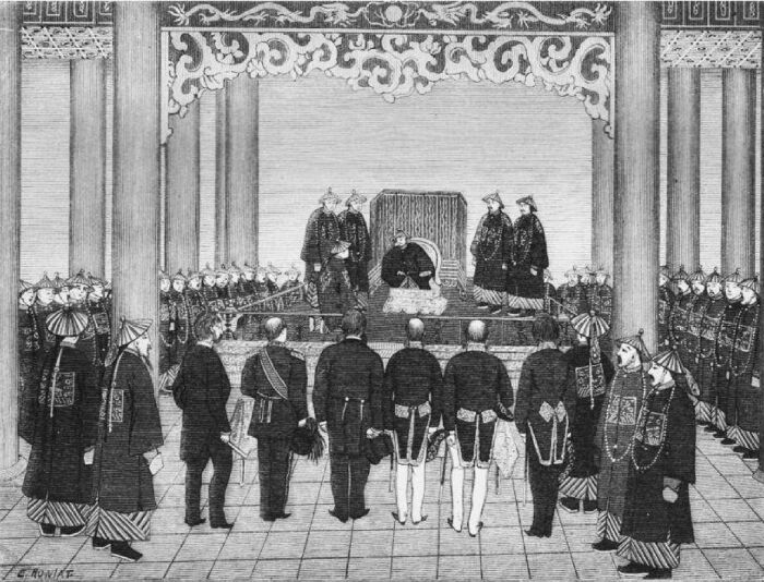 Приём дипломатов императором Китая, 1873 год. \ Фото: image.hnol.net.
