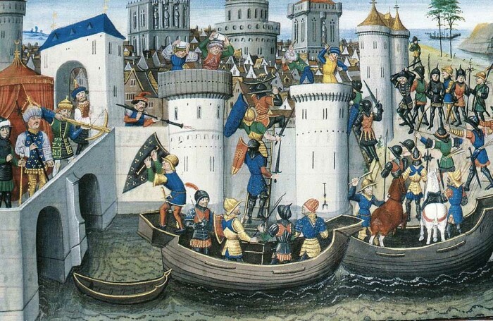 Нападение крестоносцев на Константинополь 1204 года, Давид Обер, XV век. \ Фото: polignosi.com.
