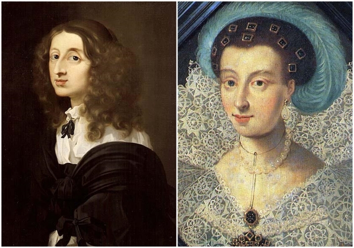 Слева направо: Кристина Шведская. \ Современный портрет Марии Элеоноры, демонстрирующий сходство с ее дочерью Кристиной.