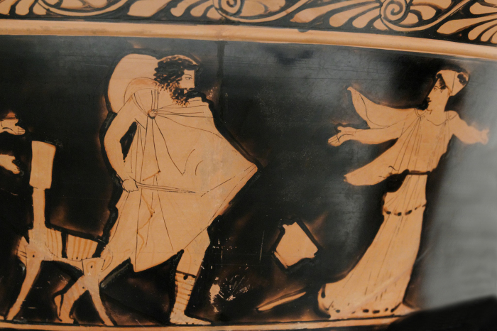 Одиссей у волшебницы Цирцеи,  Краснофигурная роспись, 440 год до нашей эры. \ Фото: wikipedia.org.