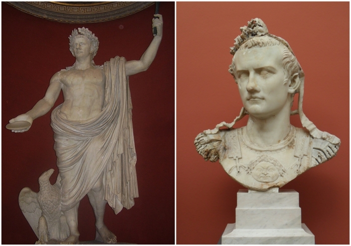Слева направо: \ Бюст императора Калигулы в кирасе, Рим, 37-41 годы нашей эры.