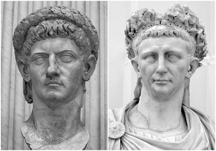 Слева направо: Бюст императора Клавдия. \ Тиберий Клавдий Цезарь Август Германик.