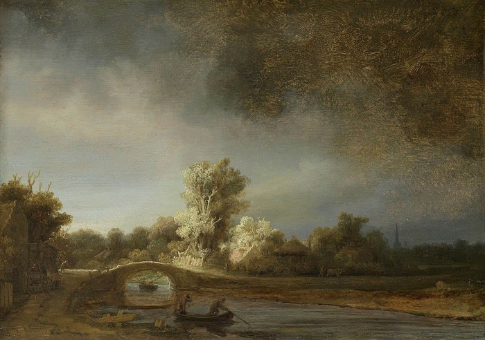 Пейзаж с каменным мостом, Рембрандт ван Рейн, 1638 год. \ Фото: wordpress.com.