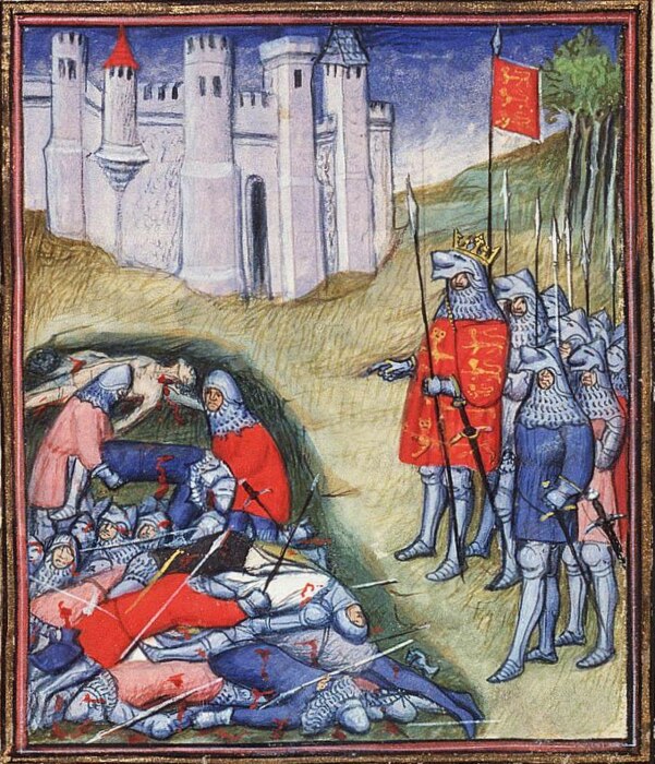 Эдуард III считает убитых после битвы при Креси. \ Фото: gensdeconfiance.com.