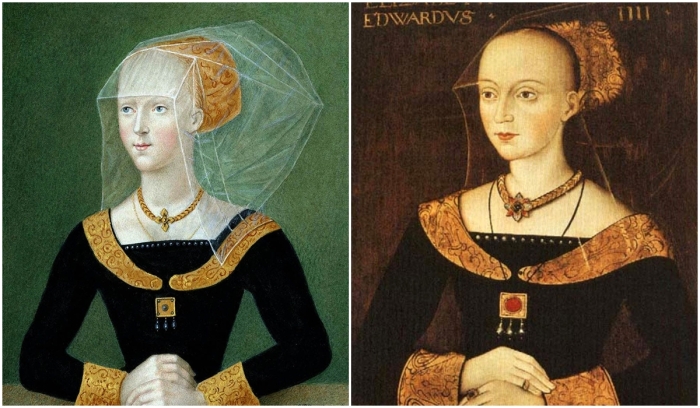 Слева направо: Портрет Елизаветы Вудвилл. \ Елизавета Вудвилл, портрет неизвестного автора, 1471 год.