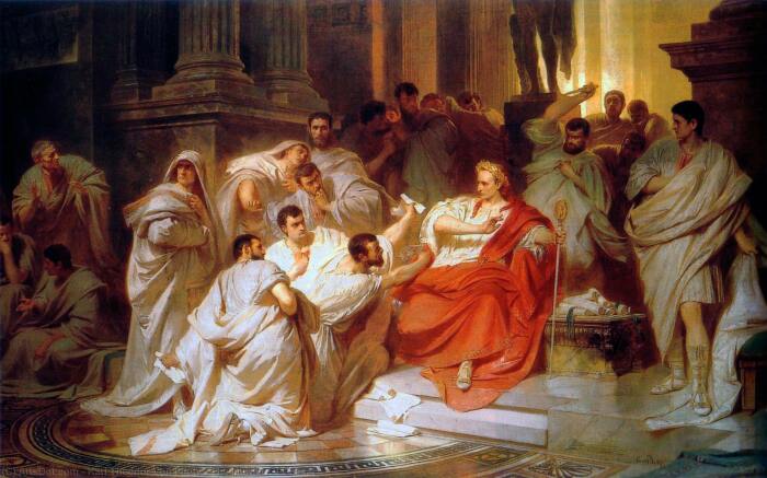 Убийство Цезаря, Карл Теодор Пилоти, 1865 год. \ Фото: partialhistorians.com.