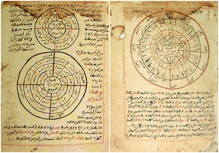 В этой рукописи представлены математические и астрономические данные.