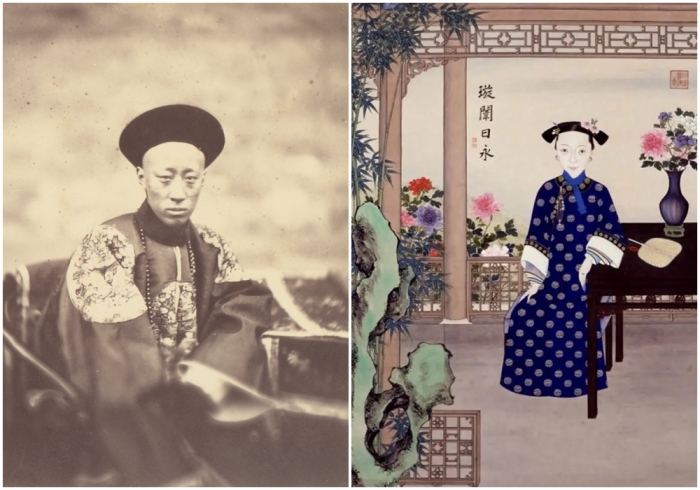 Слева направо: Фотография принца Гуна, важнейшего союзника Цыси во время переворота в Синью. \ Портрет вдовствующей императрицы Цыань (соправительницы Цыси), вместе с которой Цыси устроила переворот в Синью.