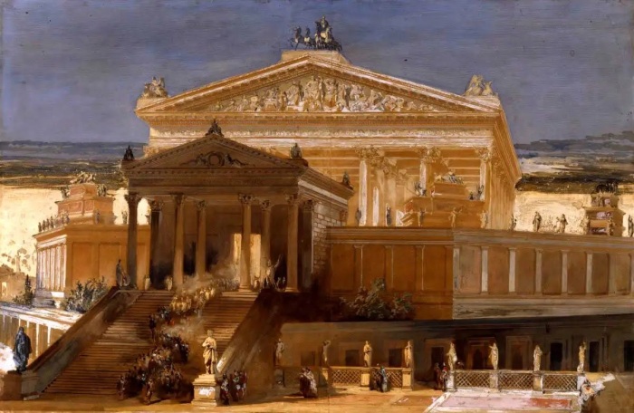 Вид храма Юпитера Капитолийского, Рим, Чарльз Роберт Кокерелл, XIX век. \ Фото: bing.com.