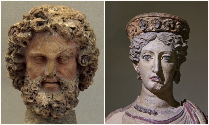 Слева направо: Этрусский бог Тиния. \ Этрусский бог Уни.