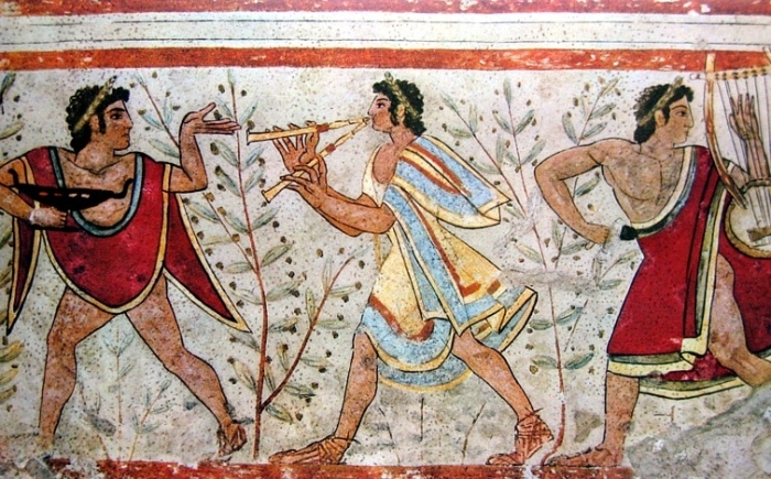 Этрусская фреска, V век до н. э. \ Фото: wikipedia.org.