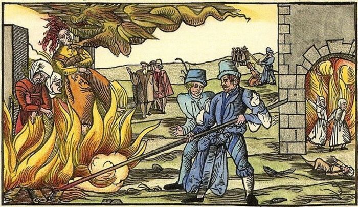 Сожжение ведьм у замка Рейнштейн (близ г. Бланкенбург), 1555 год. \ Фото: dg.philhist.unibas.ch.