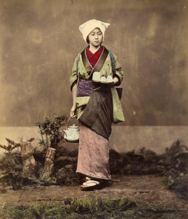 Чай. Цветные фотографии Японии 1865 года. Автор фото: Felice Beato.