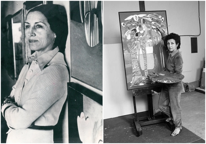 Слева направо: Мисс Жилот в 1978 году. \ Франсуаза Жило в своей студии Калифорния, в 1982 году.