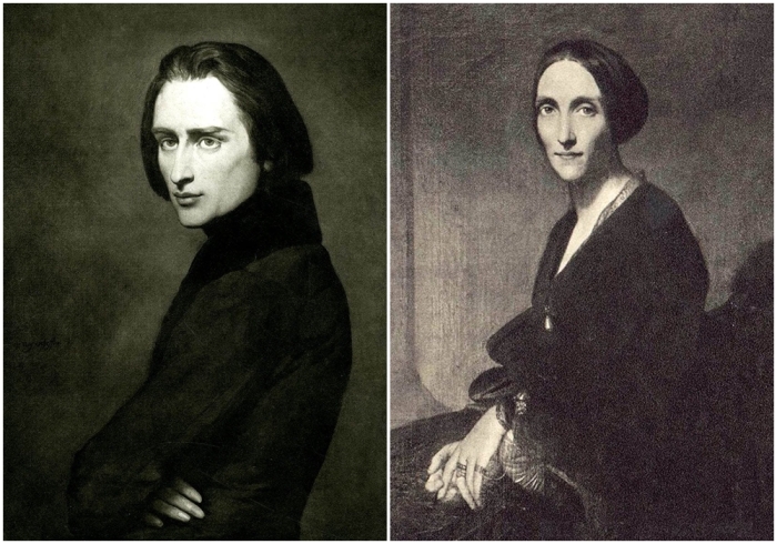 Слева направо: Портрет Ференца Листа, Ари Шеффер. \ Мари де Флавиньи, графиня дАгуль.