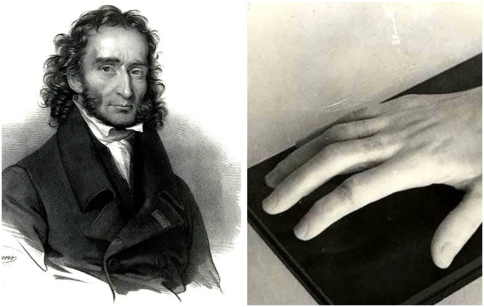 Слева направо: Портрет Паганини. \ Слепок руки Ференца Листа.
