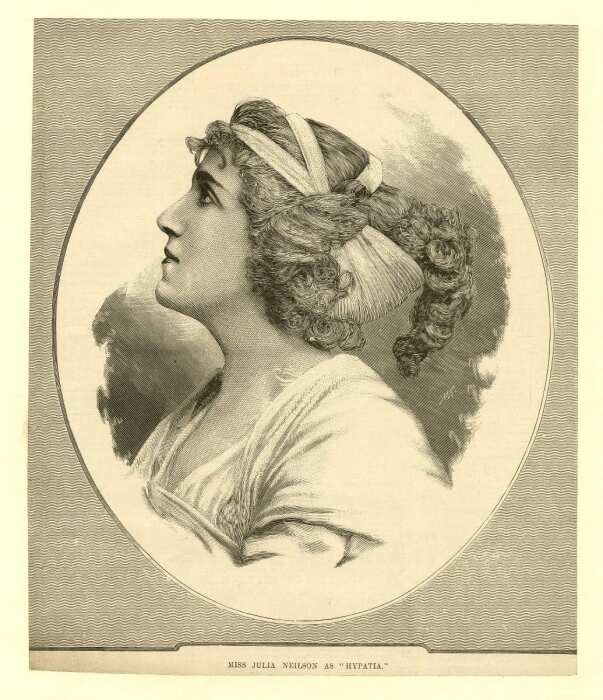 Гравюра актрисы, изображающей Гипатию, 1890-е годы. \ Фото: britishmuseum.org.