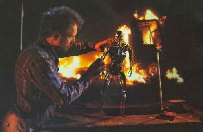 Модель Т–800 на съемках фильма «Терминатор», 1984 год. \ Фото: google.com.ua.