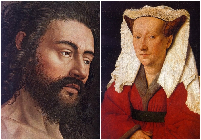 Слева направо: Адам (деталь), Ян ван Эйк. \ Портрет Маргарет ван Эйк.