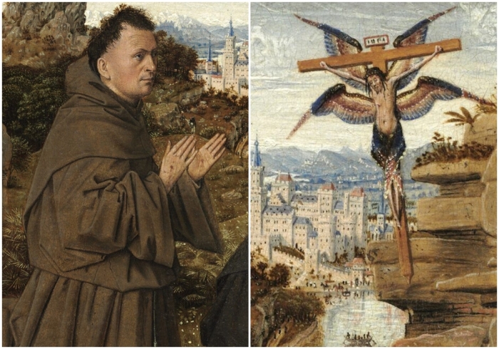 Слева направо: Деталь Франциска Ассизского. \ Деталь Серафима-Христа.