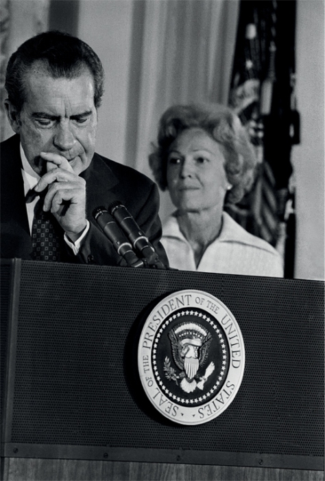 Президент Ричард Никсон, делает публичное заявление об отставке. Автор фото: Jean-Pierre Laffont.