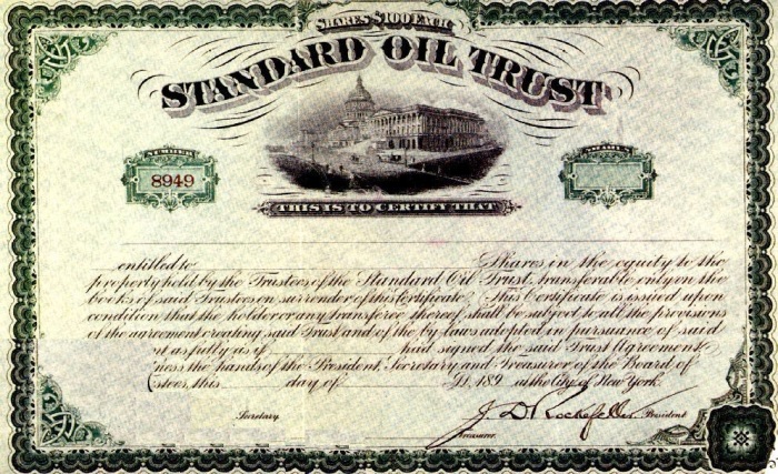 Сертификат Standard Oil Trust, 1896 год. \ Фото: bing.com.