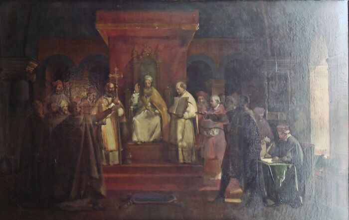 Папа Гонорий II, предоставляющий официальное признание ордену Тамплиеров, Франсуа Мариус Гранье. \ Фото: wikipedia.org.