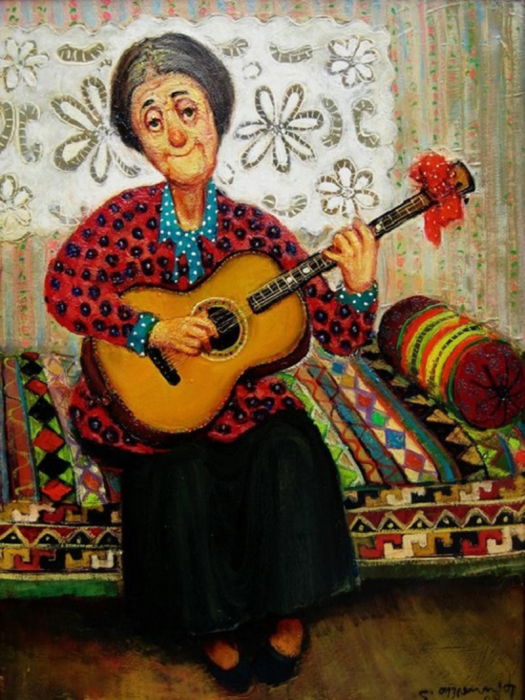 Бабушка с гитарой. Автор: Lado Tevdoradze.