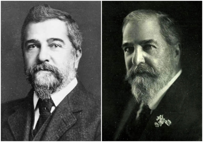 Слева направо: Луис Тиффани в 1908 году. \ Портрет Луиса Комфорта Тиффани.