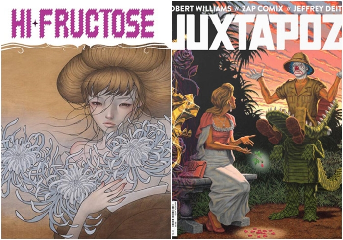 Слева направо: Одри Кавасаки - журнал Hi-Fructose, обложка. \ Роберт Уильямс - Juxtapoz №170 за март 2015 года, обложка.