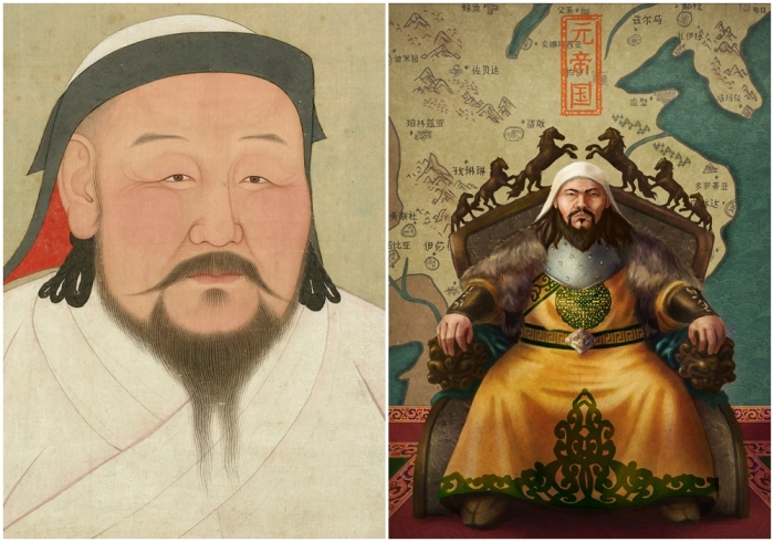 Слева направо: Портрет Хубилай-хана, неизвестный художник, ок. 1294 года. \ Хубилай-хан.