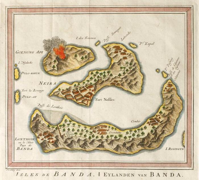 Французское изображение островов пряностей семнадцатого века, Индонезия, около XVII века. \ Фото: muskitnas.net.