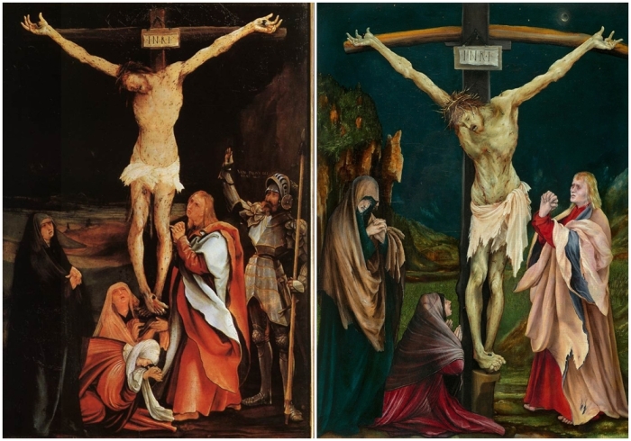 Слева направо: Распятие, ок.1501 года, Маттиас Грюневальд. \ Малое распятие, Маттиас Грюневальд.
