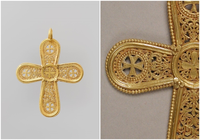 Византийская золотая подвеска крест, 500-700 гг. н.э.