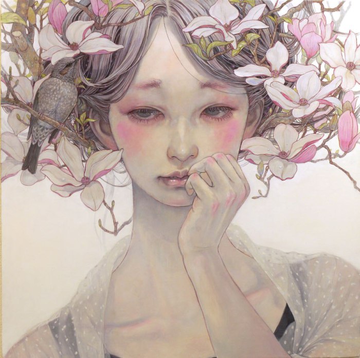 Цветочные мотивы в картинах Михо Хирано (Miho Hirano).