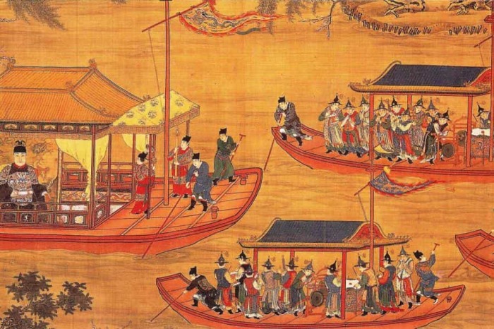 Свиток с изображением императора Цзяцзина на государственной барже, 1538 год. \ Фото: persianepochtimes.com.