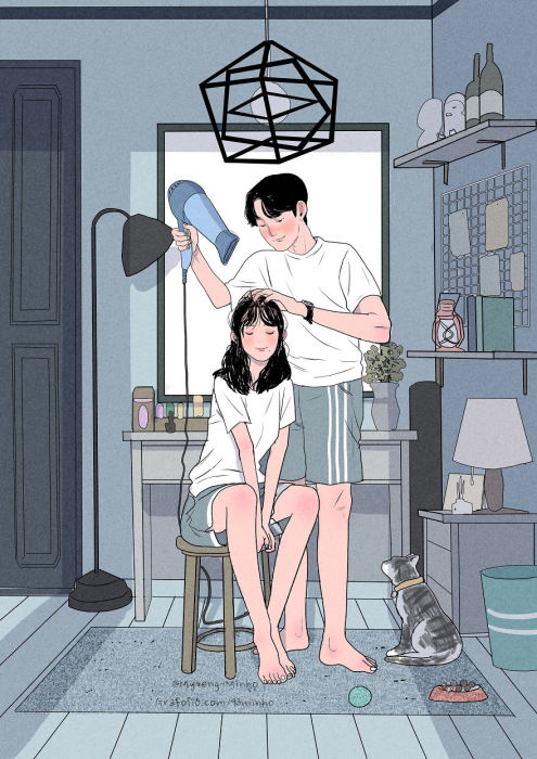 Сушить тебе волосы после длинного рабочего дня. Автор: Myeong-Minho.