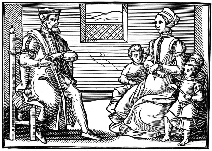 Изображение пуританской семьи, XVI век. \ Фото: delphipages.live.