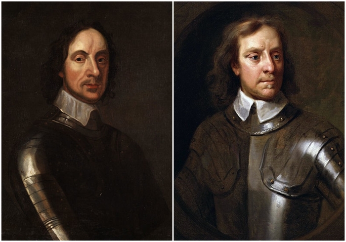 Слева направо:  Портрет Кромвеля, Адриан Ханнеман, около 1650 года. \ Оливер Кромвель.