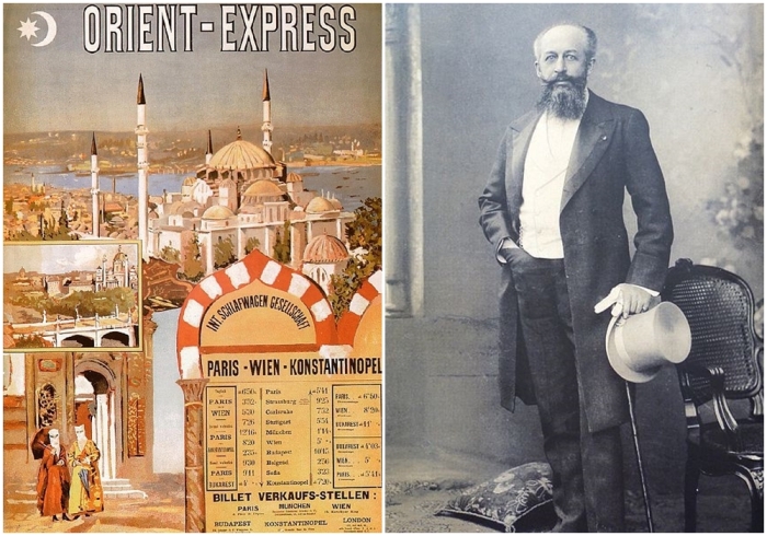 Слева направо: Рекламный плакат Восточного экспресса 1891 года. \ Жорж Нагельмакерс.