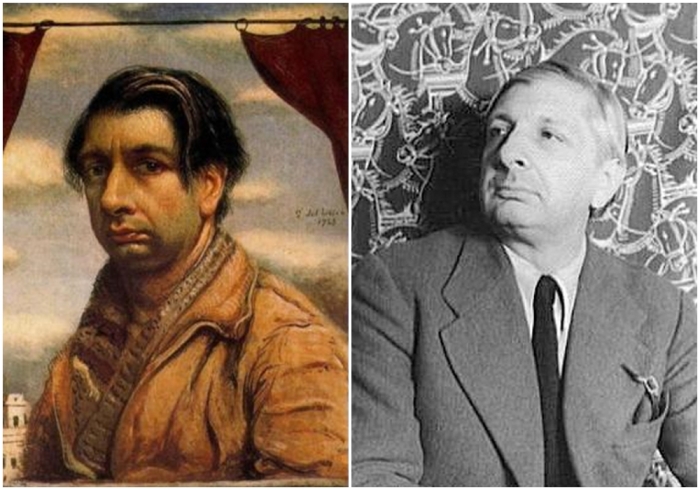 Слева направо: Джорджо де Кирико (Автопортрет). \ Джорджо де Кирико, фотография Карла ван Вехтена, 1936 год.