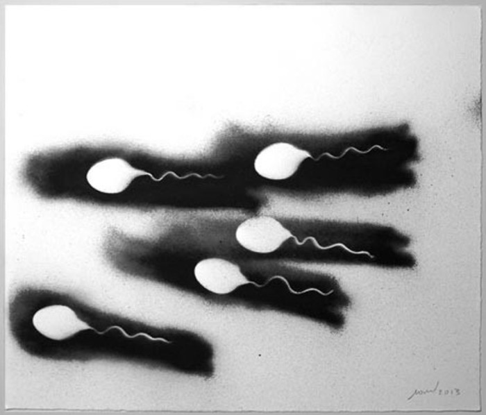 Отпечатки ложки № 21, 2012 год, акриловый спрей на бумаге. Автор: Paul Muguet.