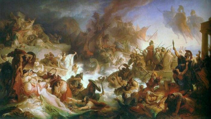 Битва при Саламине (с изображением Артемизии с луком), Вильгельм фон Каульбах, 1868 год. \ Фото: libroslovers.com.