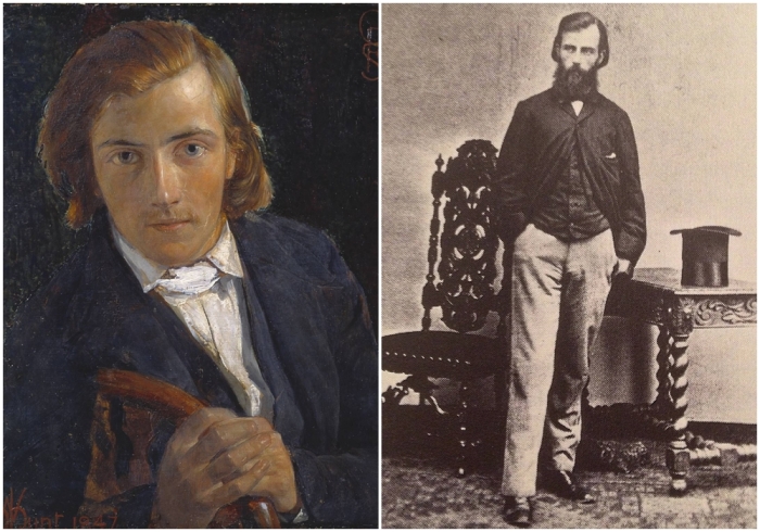 Слева направо: Фредерик Джордж Стивенс. \  Фредерик Джордж Стивенс, сфотографированный Cundall, Downes & Co., вероятно, в апреле 1859 года.