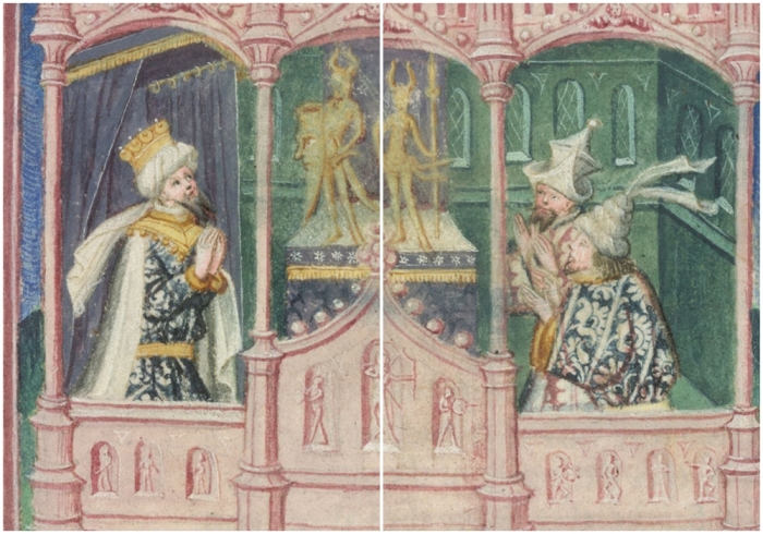 Рагнар Лодброк с сыновьями Иваром и Уббой, ХV век.