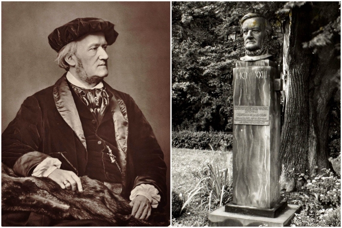 Слева направо: Портрет Рихарда Вагнера. \ Мемориал Рихарда Вагнера в Граупе, 1933 год.