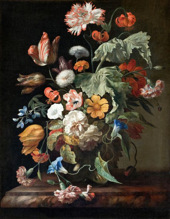 Натюрморт с цветами. Рашель Рюйш, 1750-е годы. \ Фото: line.17qq.com.