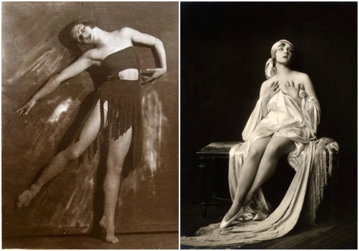 Слева направо: Балетный этюд: Портрет танцовщицы Тамары Жевы, Диана Аппельбаум, 1921-1922 годы. \ Легендарная балерина и бродвейская актриса.