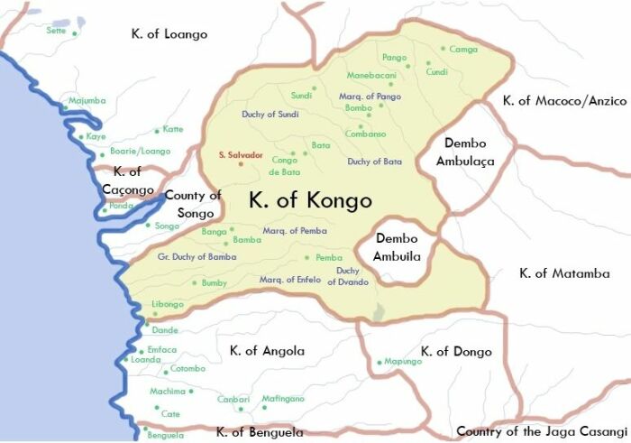 Королевство Конго в 1711 году. \ Фото: bkimg.cdn.bcebos.com.